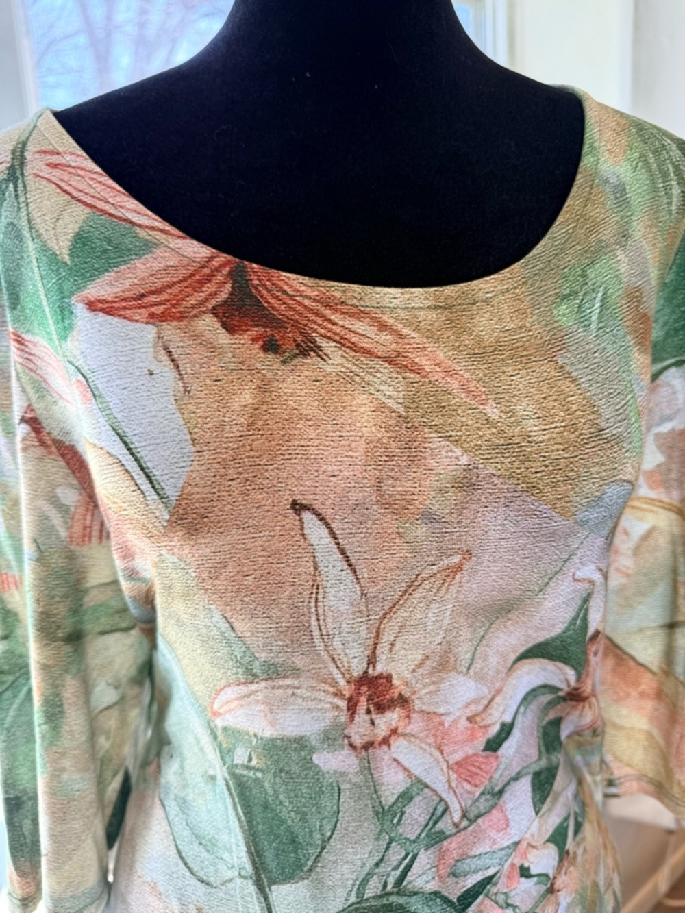 Soft Surroundings Vivienne green tropical lilies maxi dress lightweight Lrg EUC - Picture 5 of 10